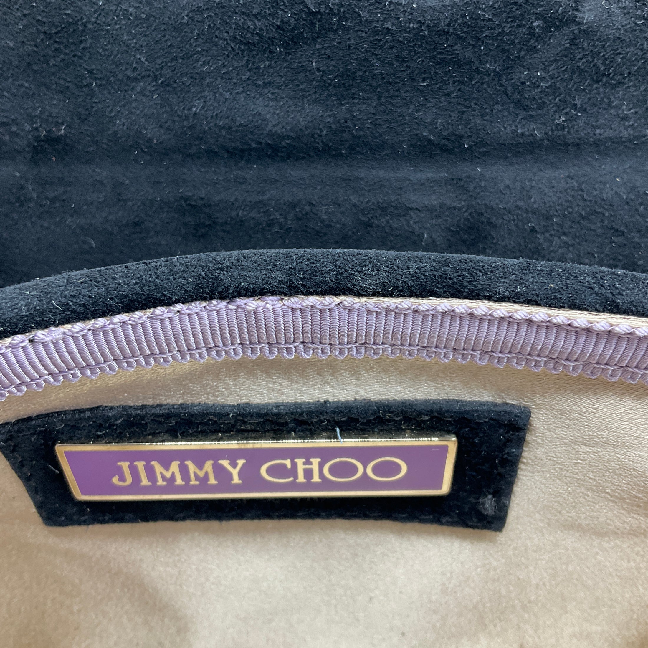 Jimmy Choo Black / Gold Hardware Chain Strap Suede Mini Evening Bag