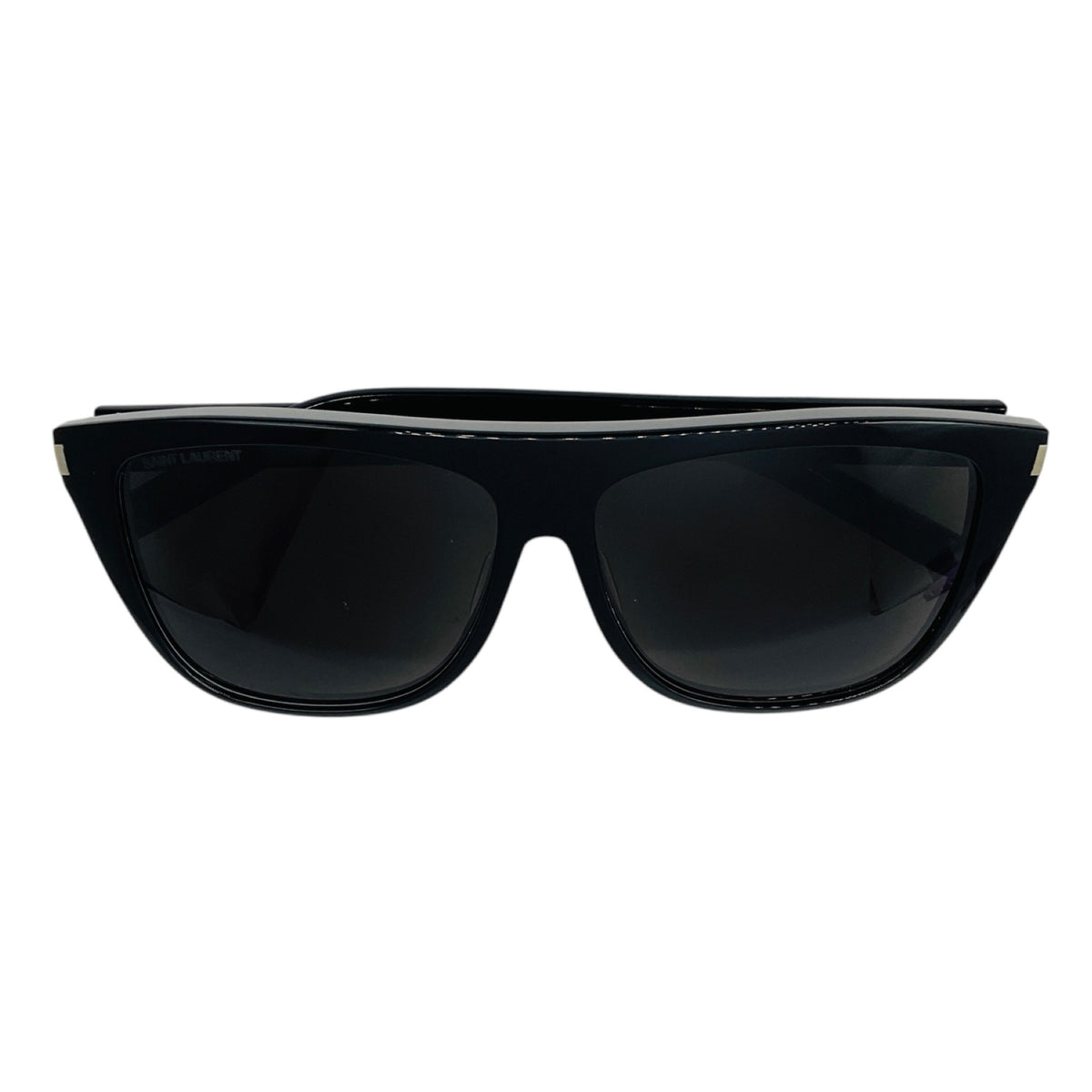 Saint Laurent Black / White Square Acetate Frame Two-Tone Shield Frame Sunglasses