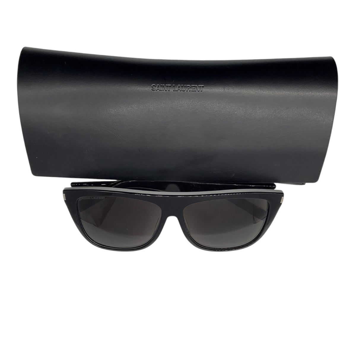 Saint Laurent Black / White Square Acetate Frame Two-Tone Shield Frame Sunglasses