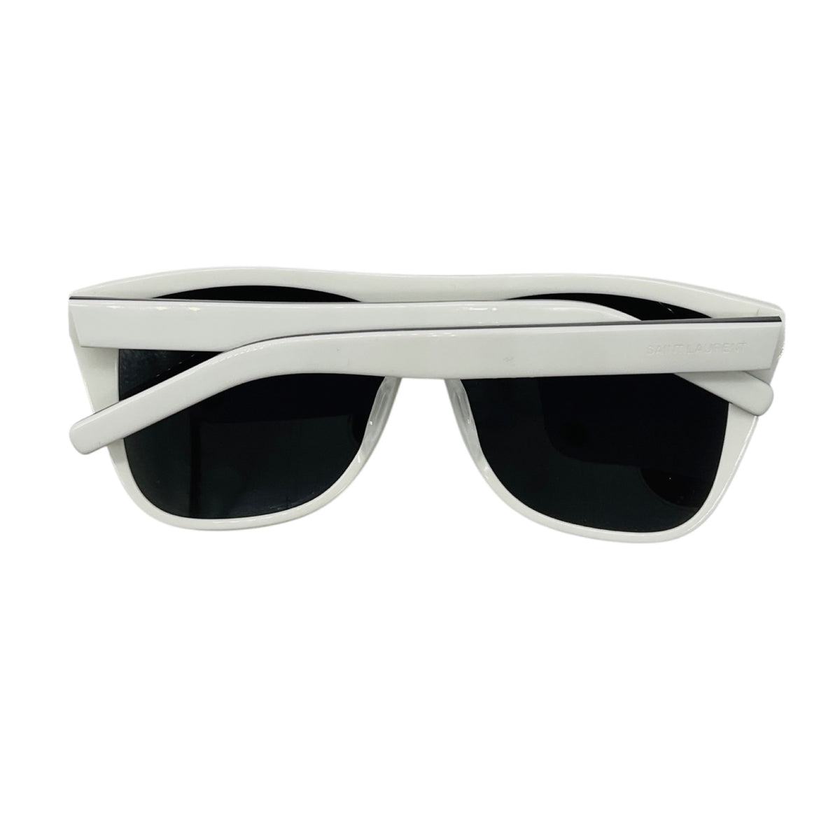 Saint Laurent Black / White Square Acetate Frame Two-Tone Shield Frame Sunglasses