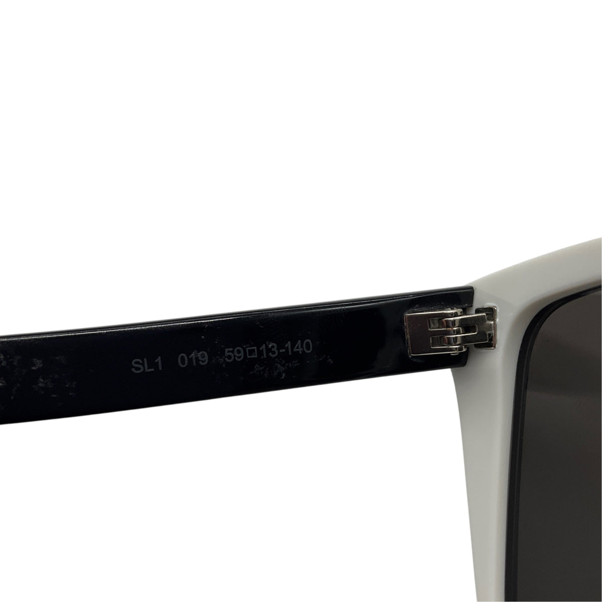 Saint Laurent Black / White Square Acetate Frame Two-Tone Shield Frame Sunglasses