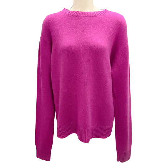 The Elder Statesman Magenta Cashmere Knit Crewneck Sweater