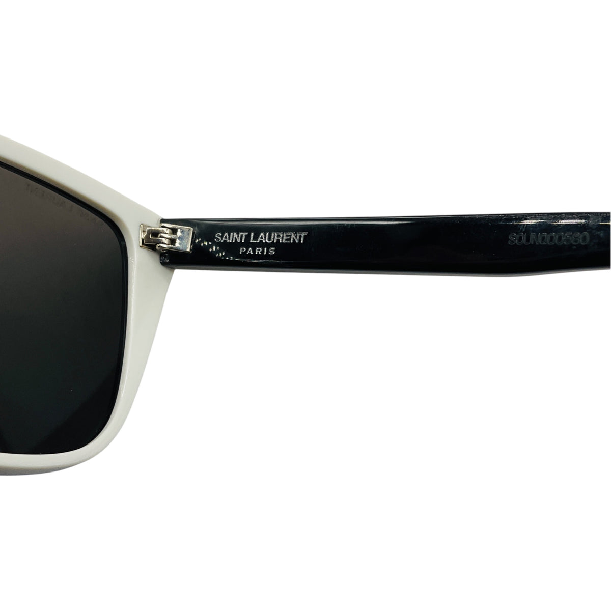Saint Laurent Black / White Square Acetate Frame Two-Tone Shield Frame Sunglasses