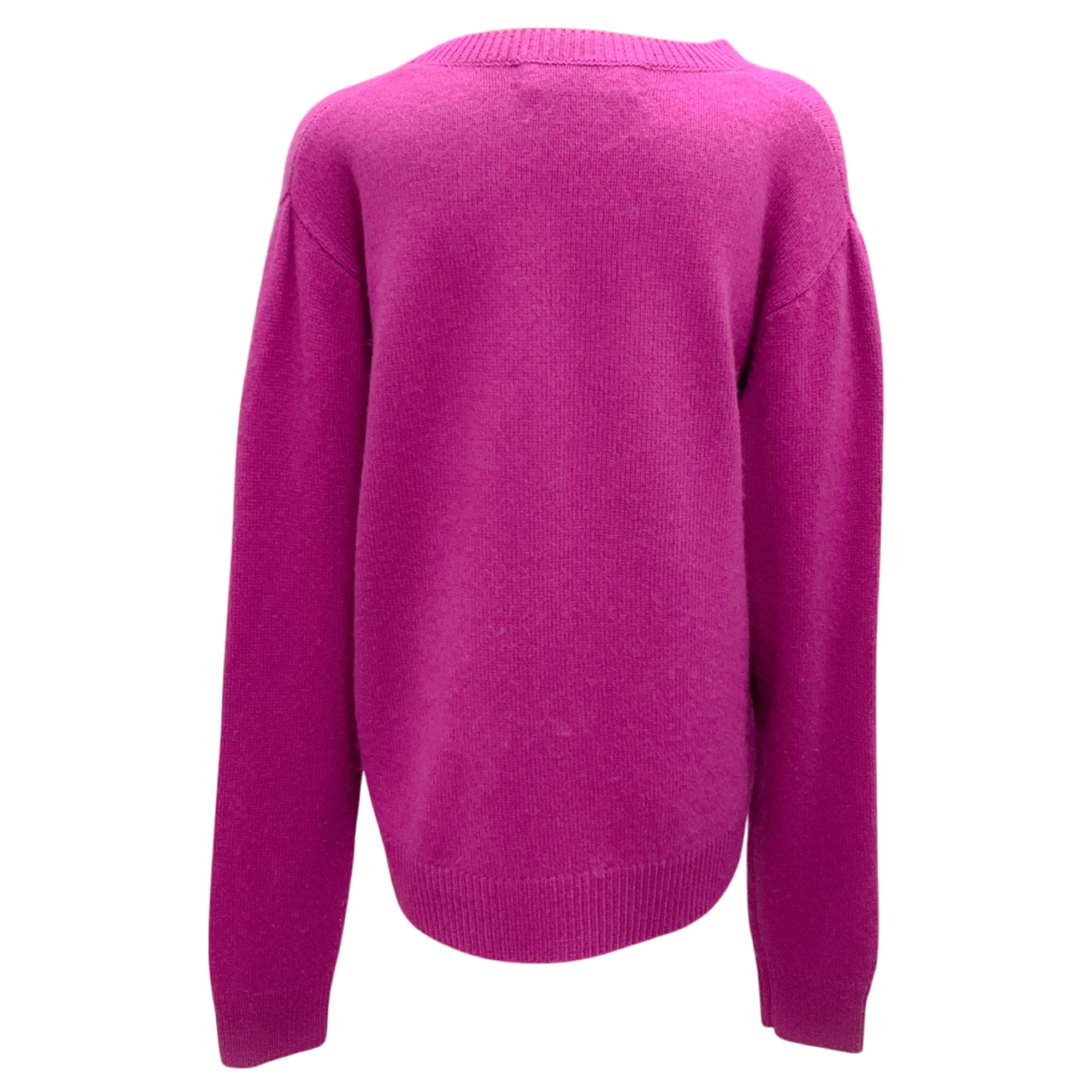 The Elder Statesman Magenta Cashmere Knit Crewneck Sweater