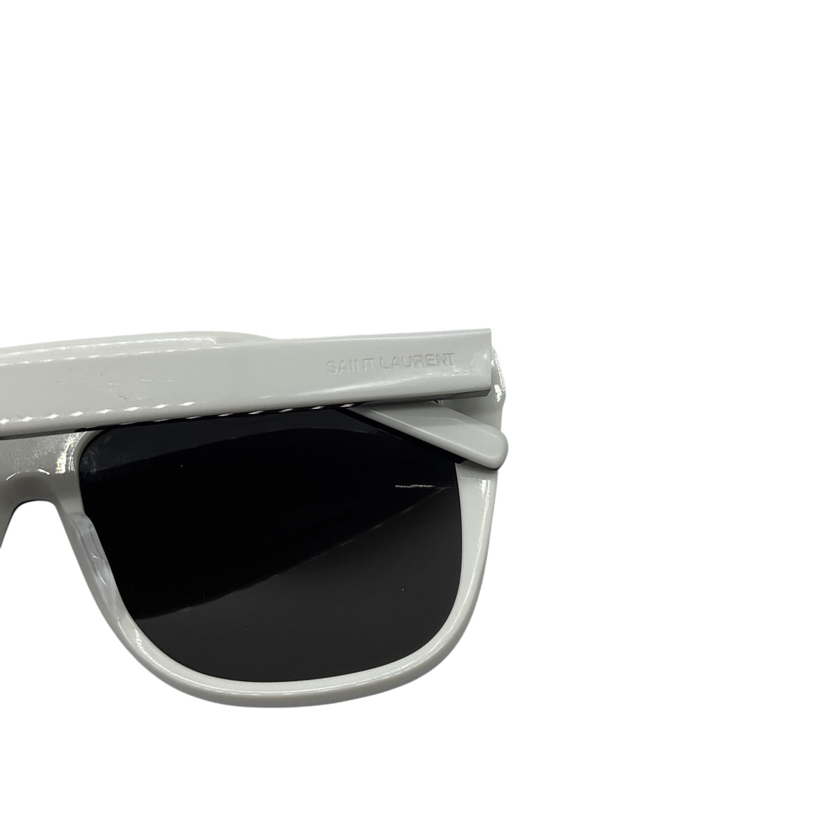 Saint Laurent Black / White Square Acetate Frame Two-Tone Shield Frame Sunglasses