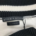 Load image into Gallery viewer, Alice + Olivia Ecru / Black Long Sleeved V-Neck Wool Knit Sweater
