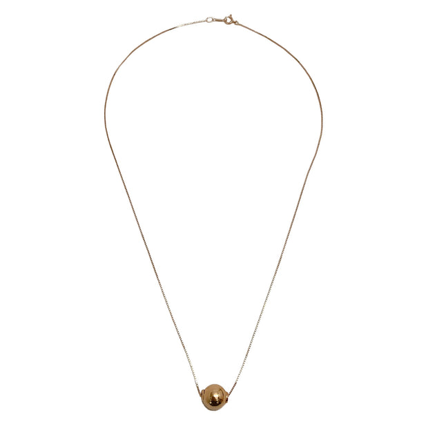 JCM 14K Gold Box Chain Necklace with Ball