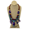 Load image into Gallery viewer, Oscar de la Renta Purple / Brown Multi Stone Embellished Rope Chain Necklace
