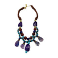 Load image into Gallery viewer, Oscar de la Renta Purple / Brown Multi Stone Embellished Rope Chain Necklace
