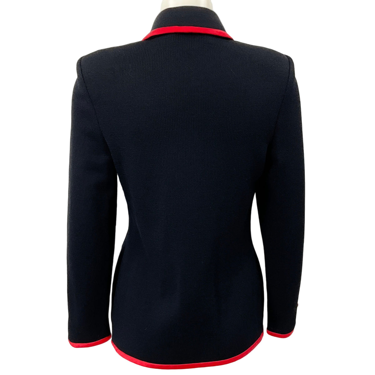 St. John Black Knit Blazer with Red Trim