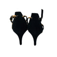 Load image into Gallery viewer, Salvatore Ferragamo Tan / Black Animal Print Patterned Calf Hair Ankle Strap Pumps with Black Suede Cap Toe
