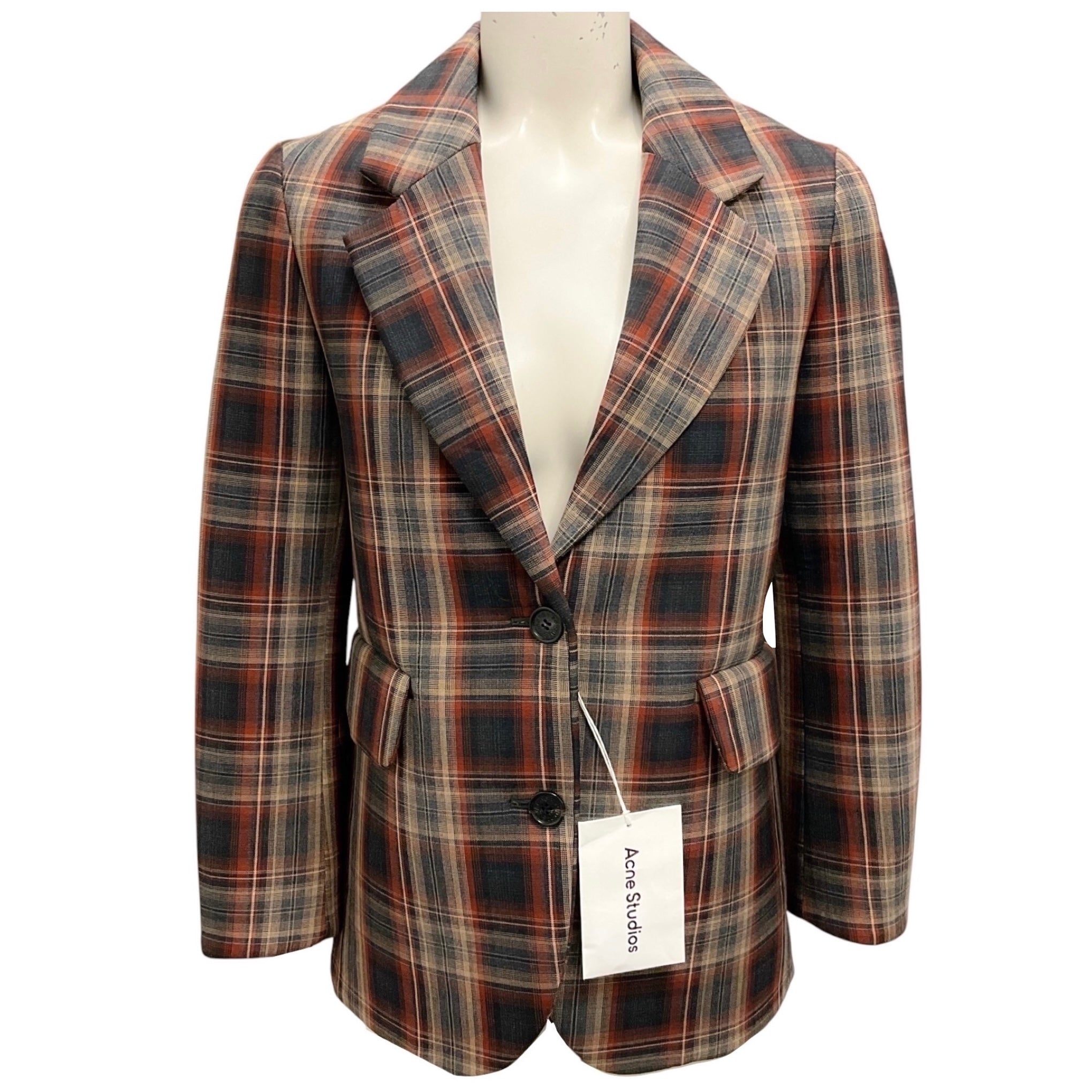 Acne Studios Brown Multi Check Bonded Suit Jacket