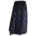 Load image into Gallery viewer, Duncan Black / Silver Grommet Detail Pleated Wool Midi Skirt
