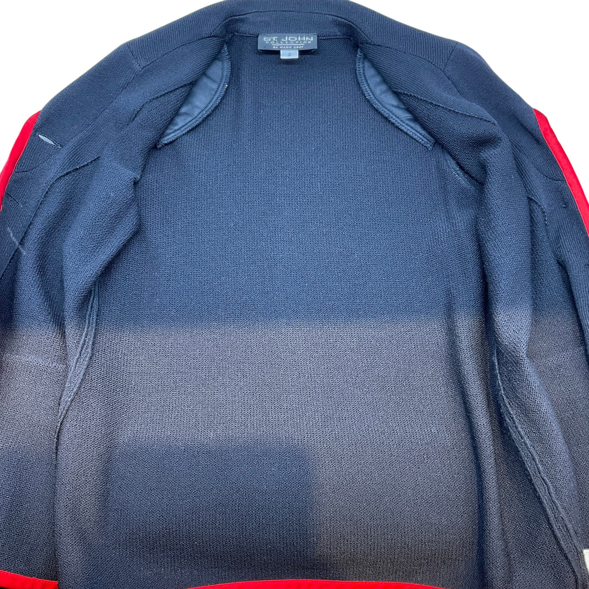 St. John Black Knit Blazer with Red Trim