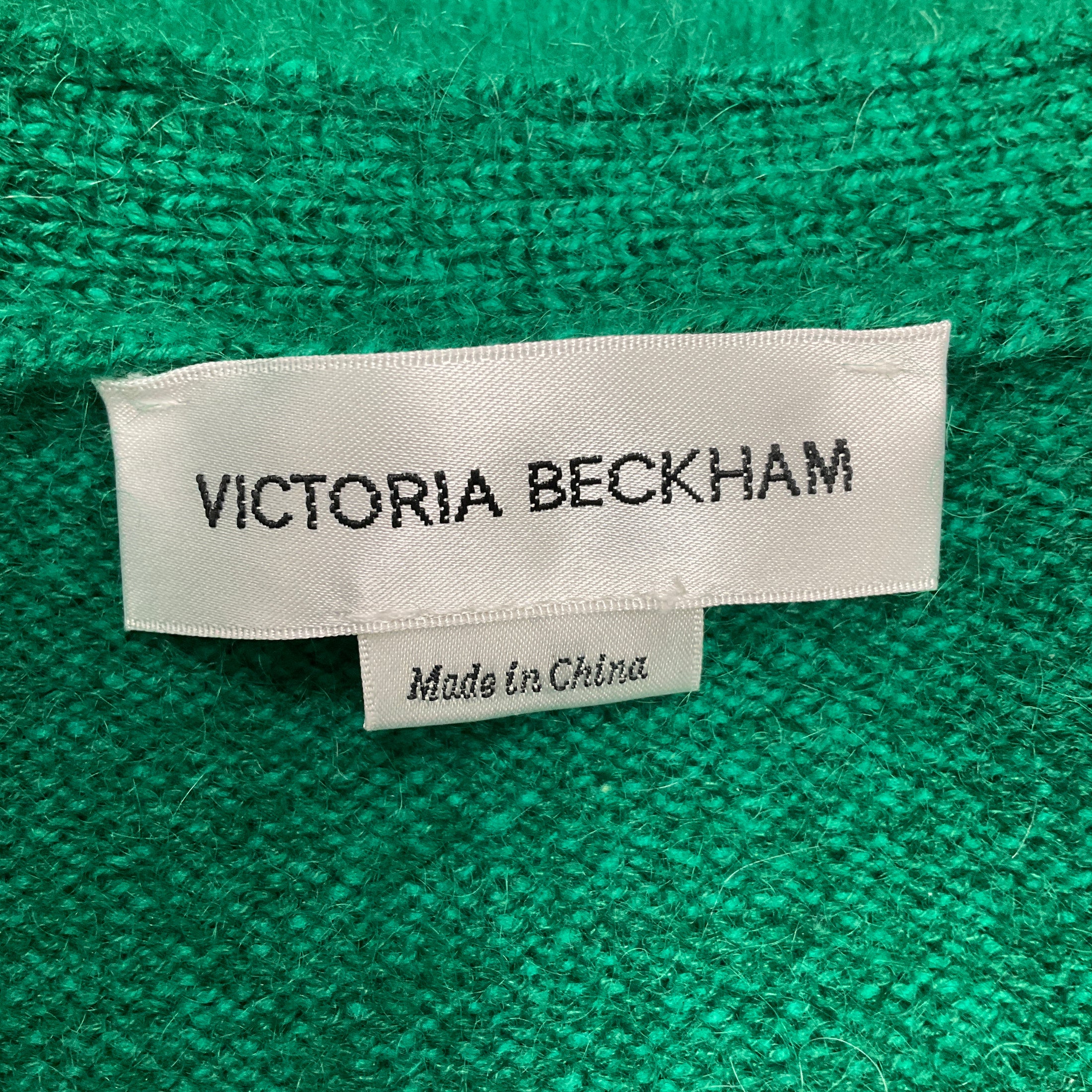 Victoria Beckham Green Cropped V-Neck Knit Cardigan