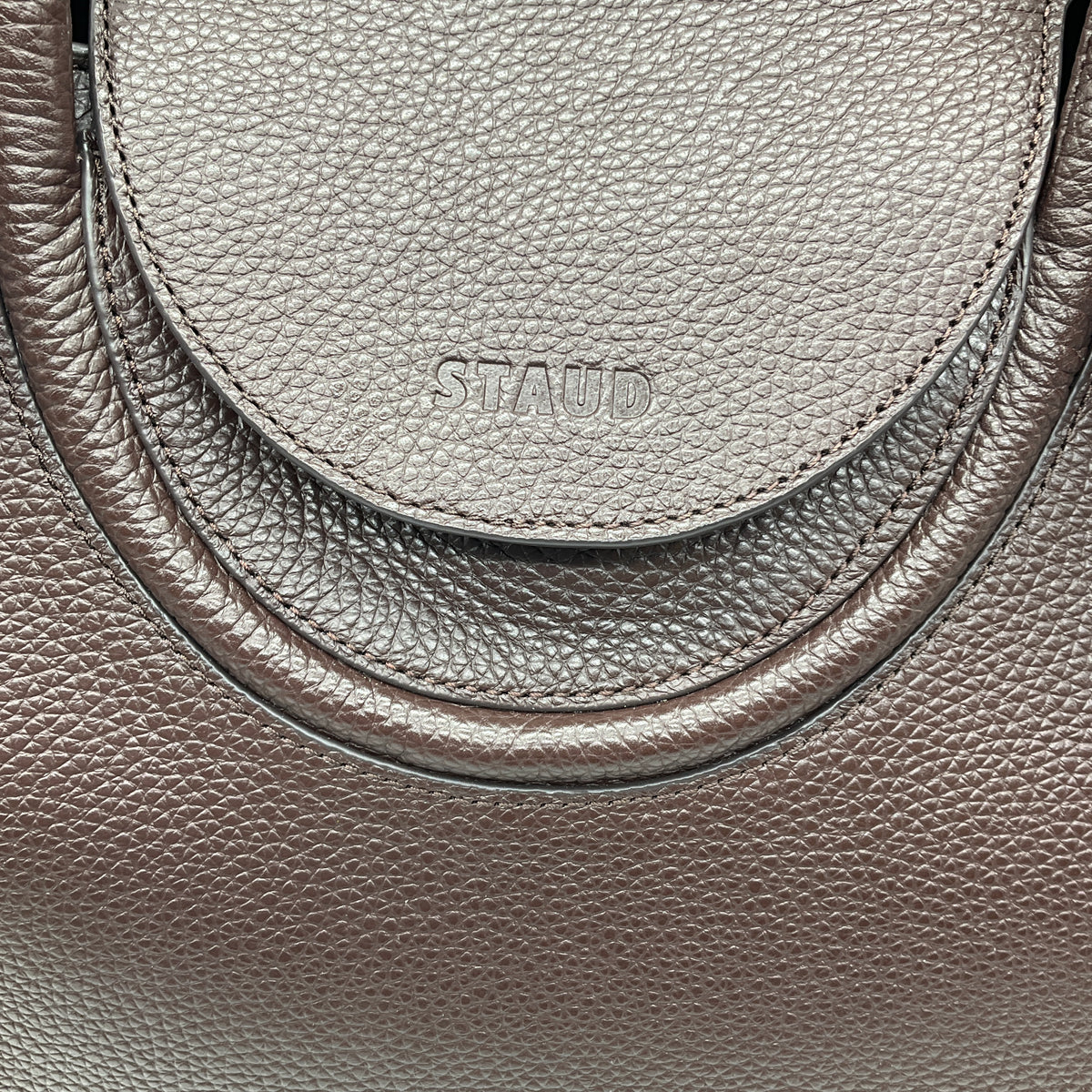 Staud Espresso Caviar Leather Maude Carryall Bag
