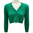 Load image into Gallery viewer, Victoria Beckham Green Cropped V-Neck Knit Cardigan
