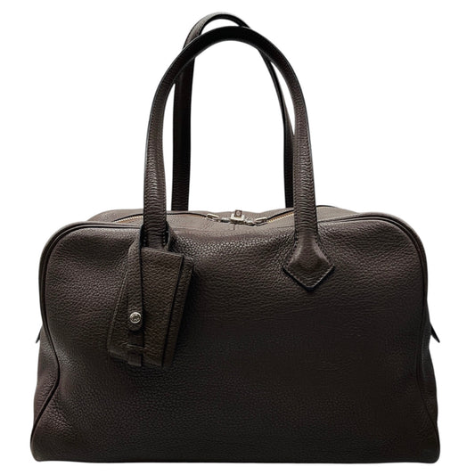 Hermes Brown 2007 Clemence Leather Victoria Handbag