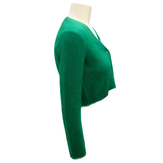 Victoria Beckham Green Cropped V-Neck Knit Cardigan