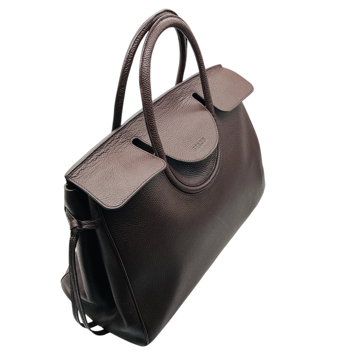 Staud Espresso Caviar Leather Maude Carryall Bag