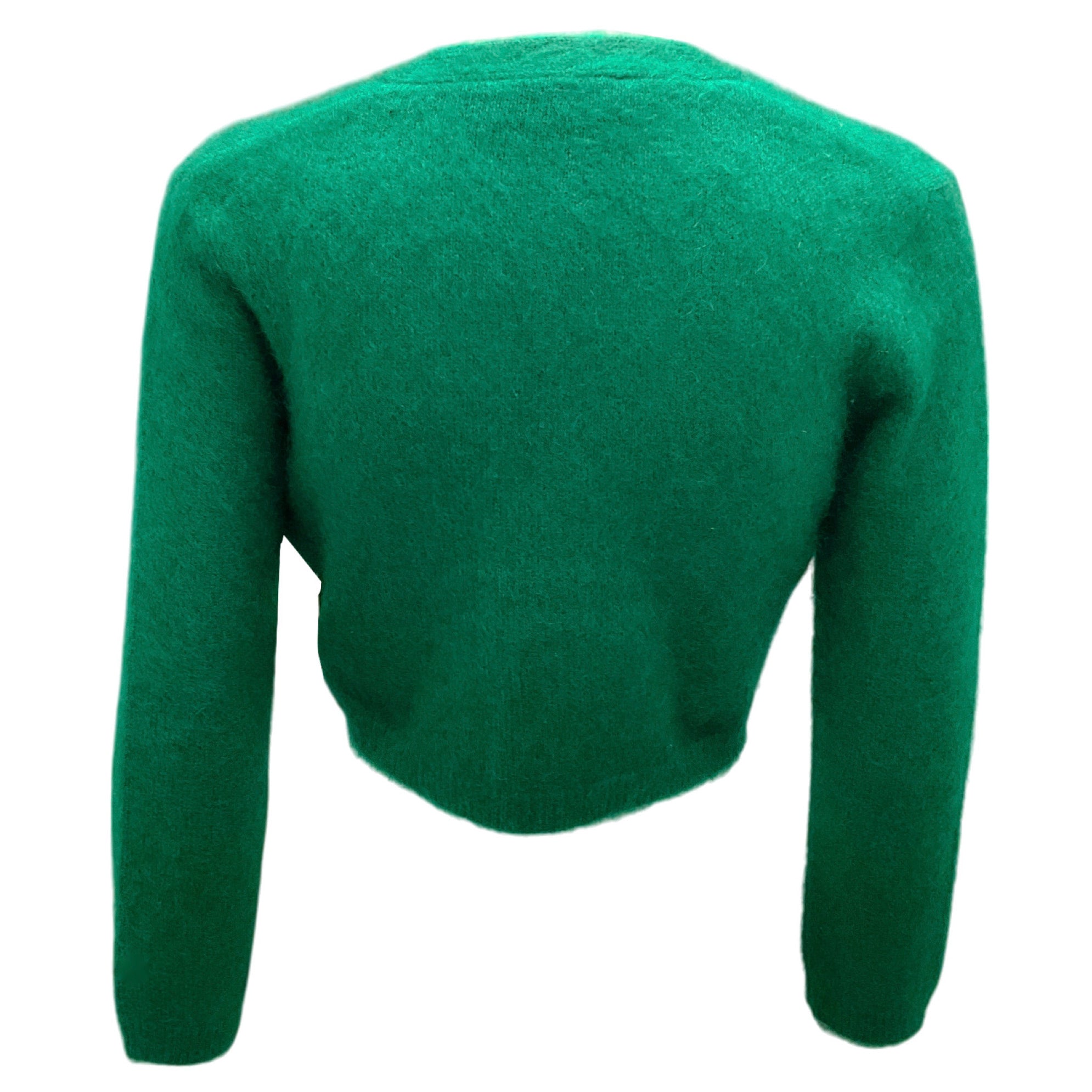 Victoria Beckham Green Cropped V-Neck Knit Cardigan