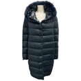 Load image into Gallery viewer, Herno Navy Blue Raccoon Fur Collar Down Puffer Coat
