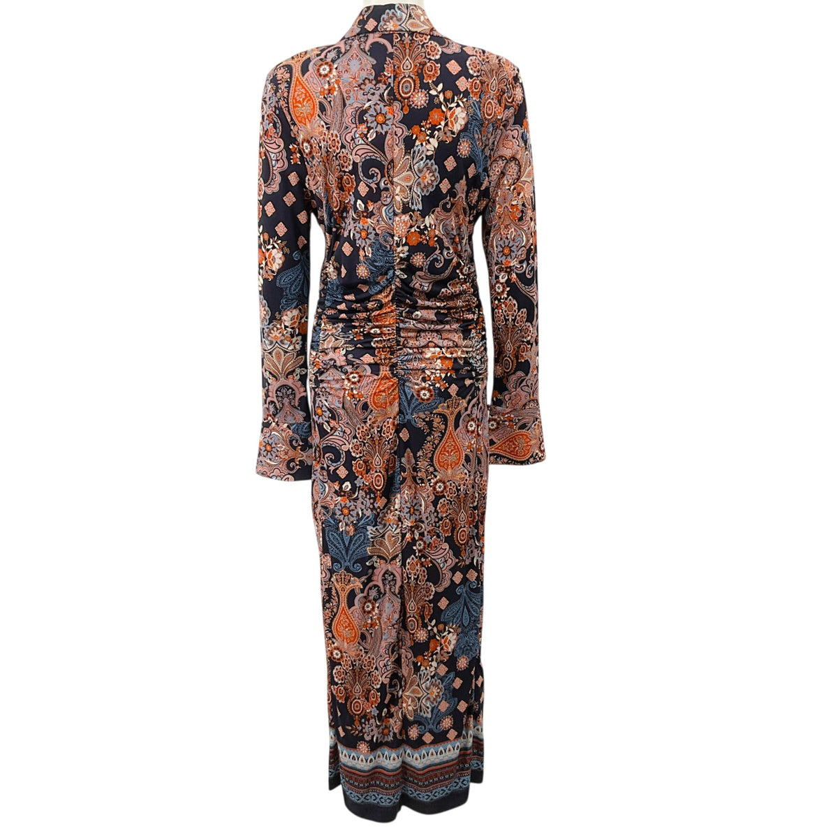 Cara Cara Blue Cascade Paisley Ruched Shirley Dress
