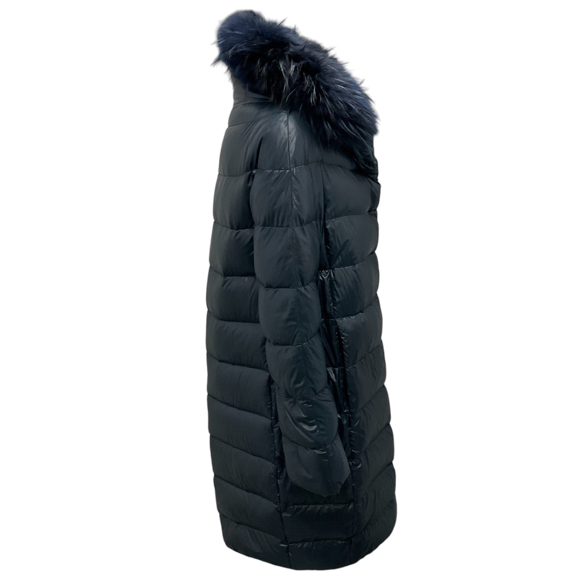 Herno Navy Blue Raccoon Fur Collar Down Puffer Coat