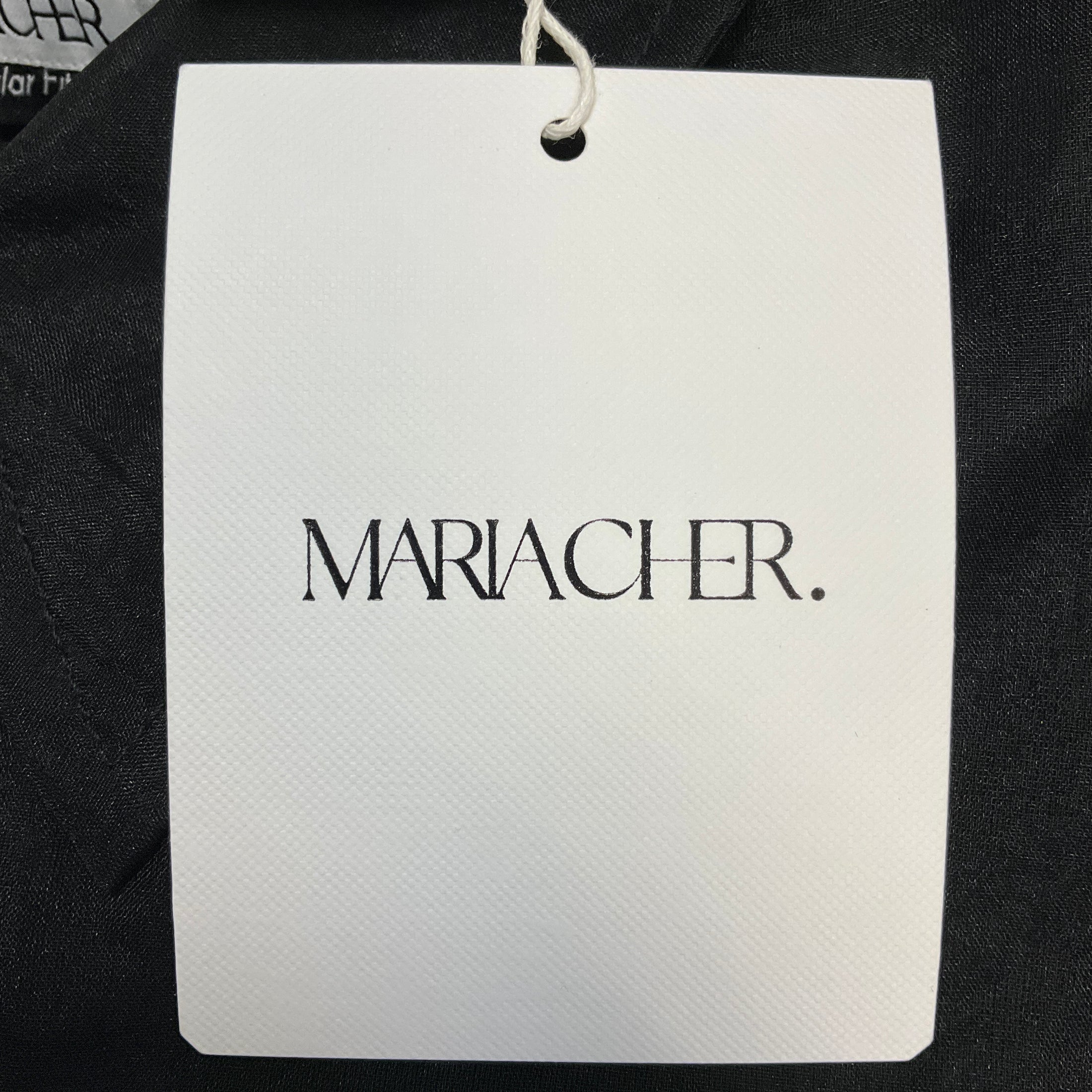 Maria Cher Black Sheer Long Sleeved Button Front Kay Shirt / Blouse