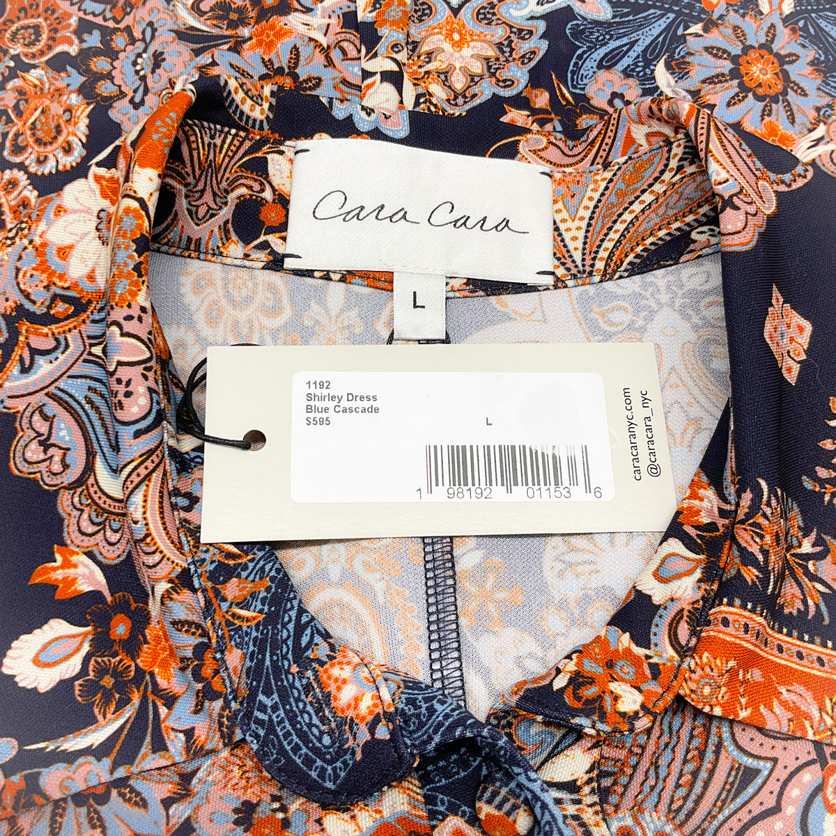 Cara Cara Blue Cascade Paisley Ruched Shirley Dress