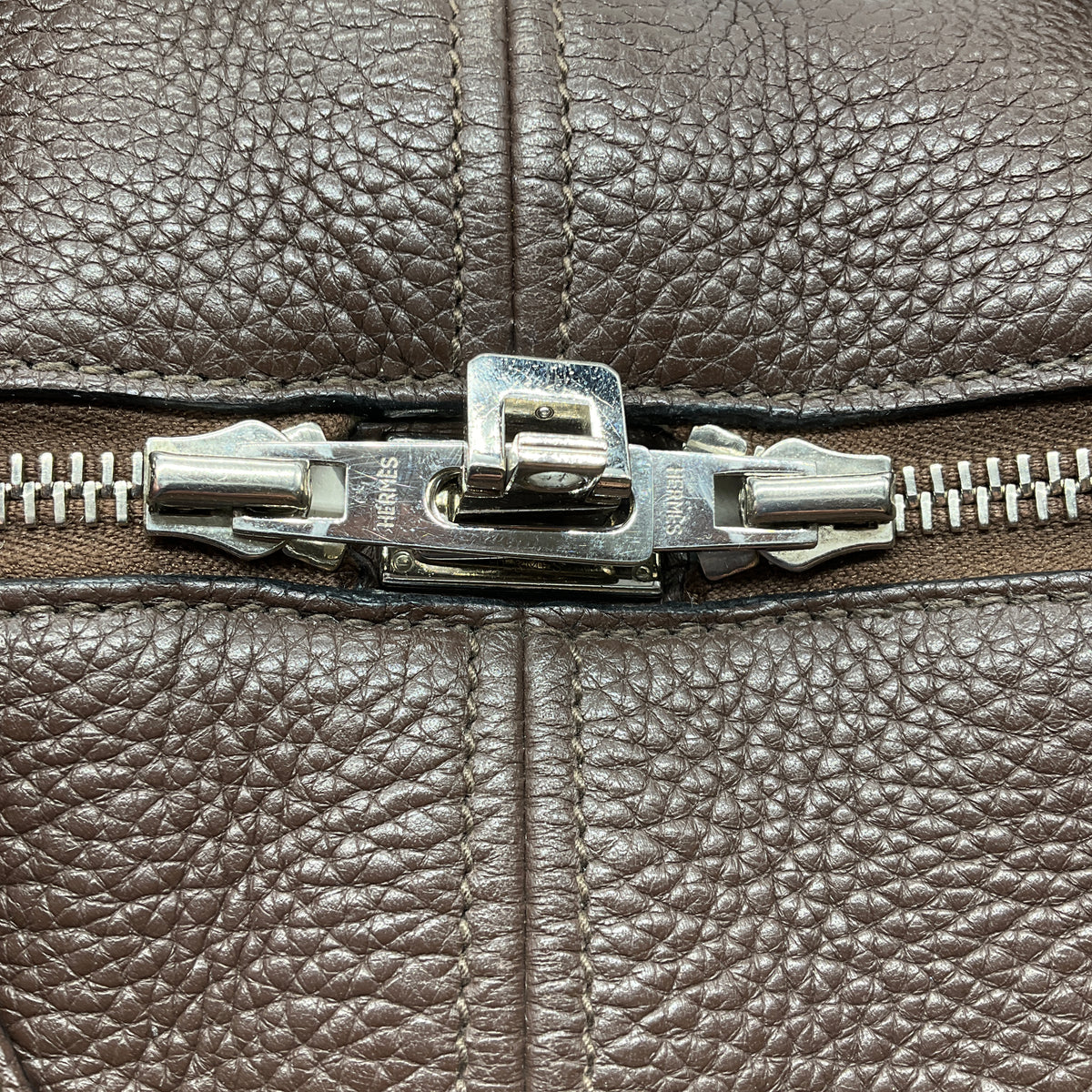 Hermes Brown 2007 Clemence Leather Victoria Handbag