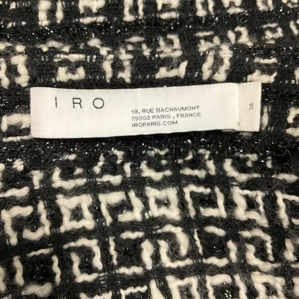 Iro Black / White Tetys Tweed Jacket with Frayed Trim