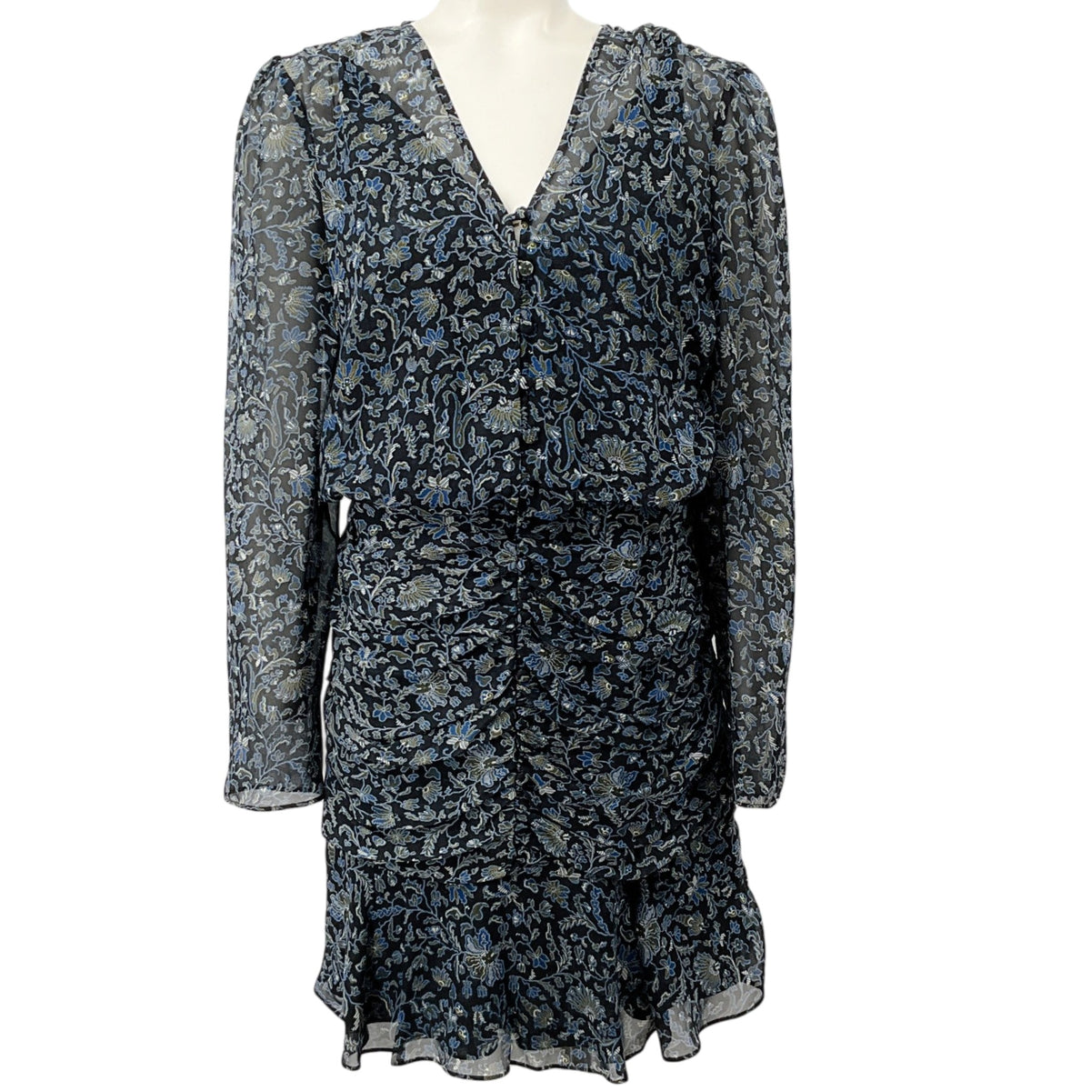Veronica Beard Black Multi Rosalia Ruched Dress
