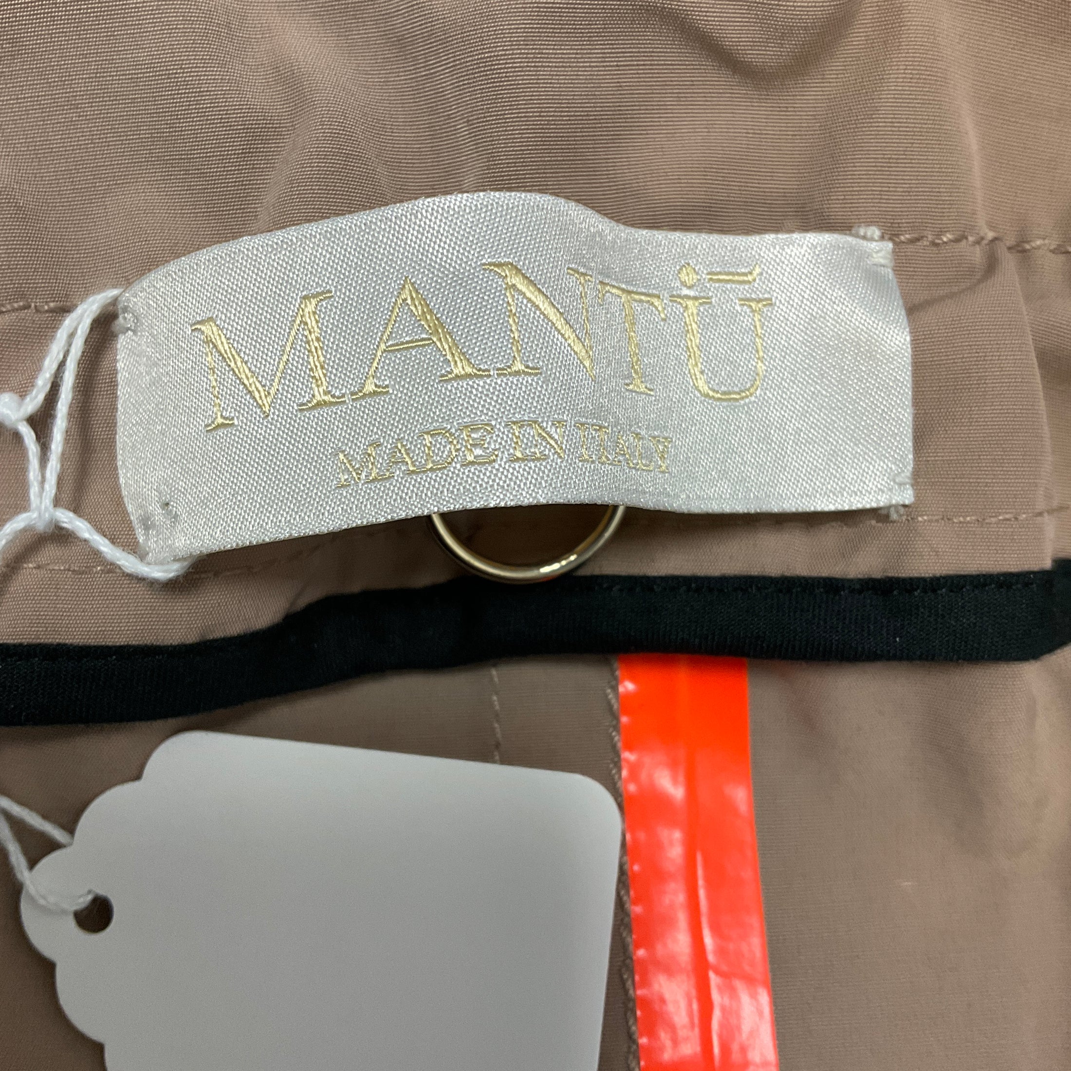 Mantu Beige Double Breasted Taffeta Trench Coat with Belt