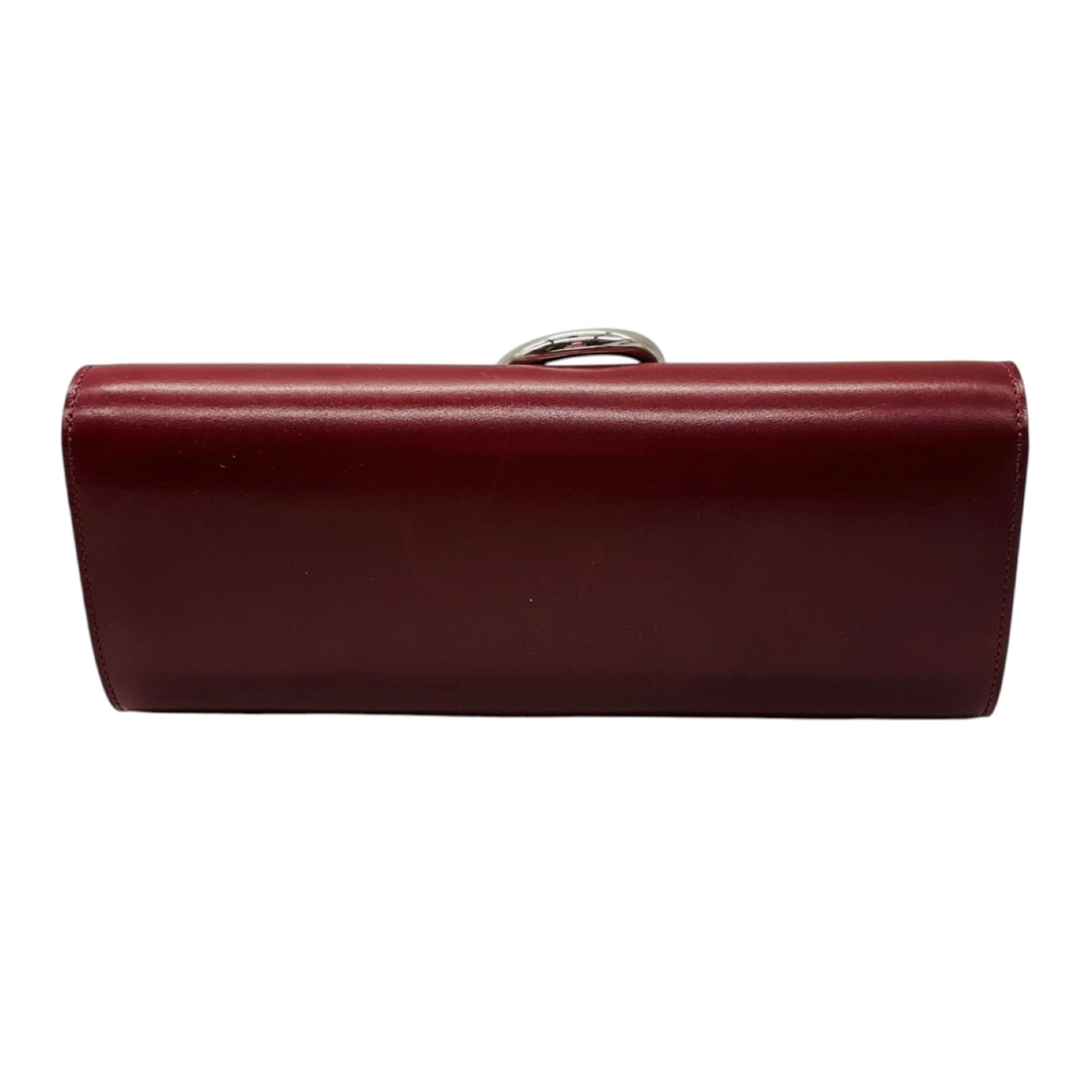 Hermes Red Leather Box Egee Clutch with Silver Chaine d'Ancre Closure