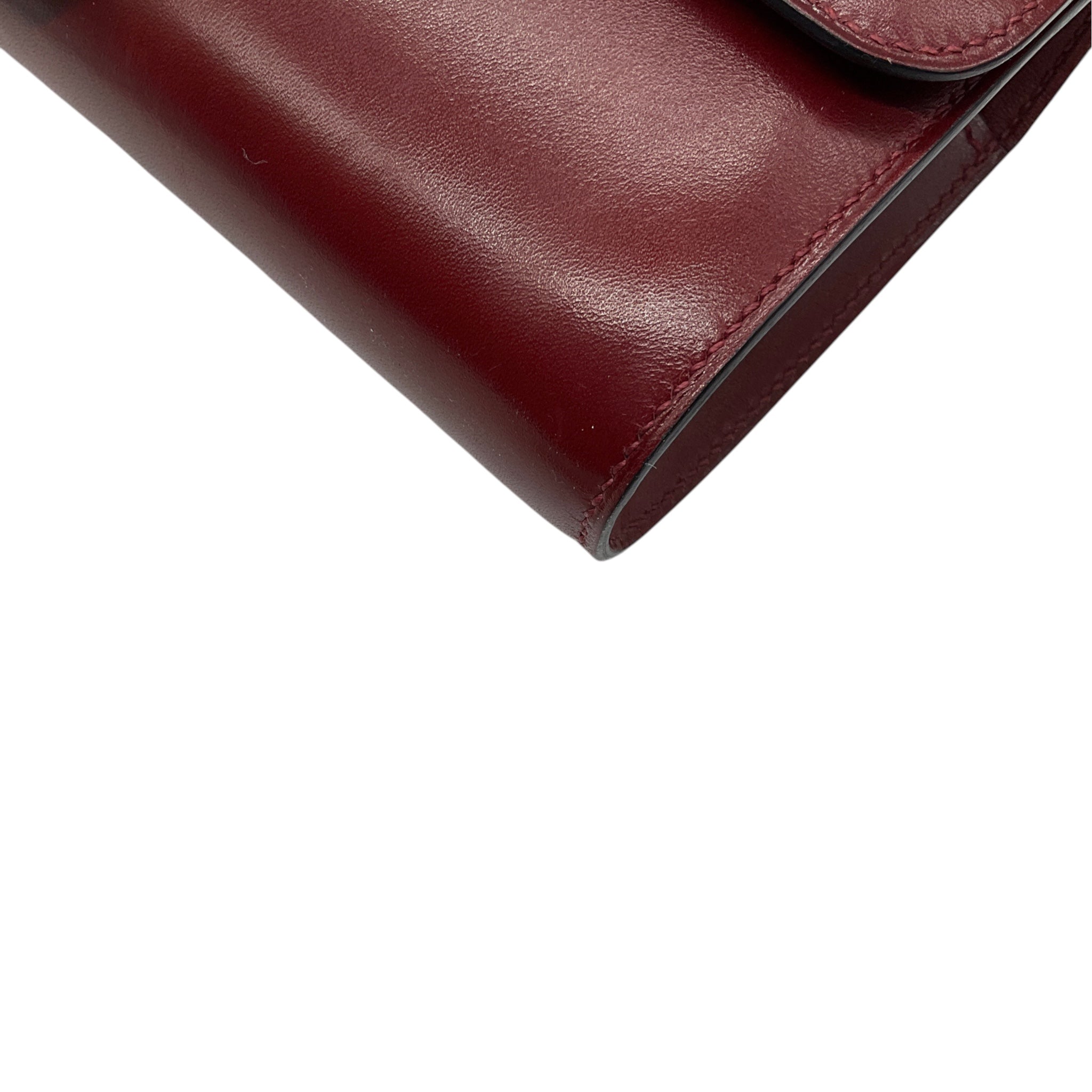 Hermes Red Leather Box Egee Clutch with Silver Chaine d'Ancre Closure