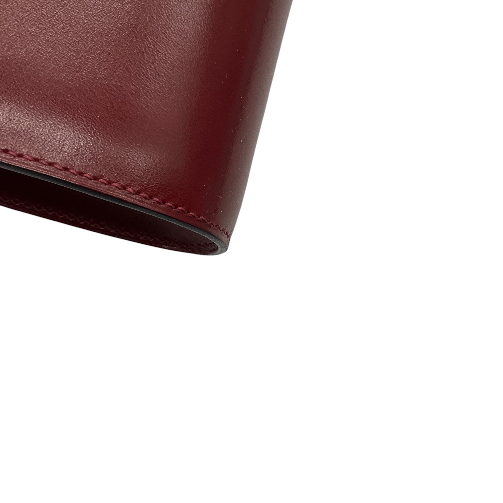 Hermes Red Leather Box Egee Clutch with Silver Chaine d'Ancre Closure