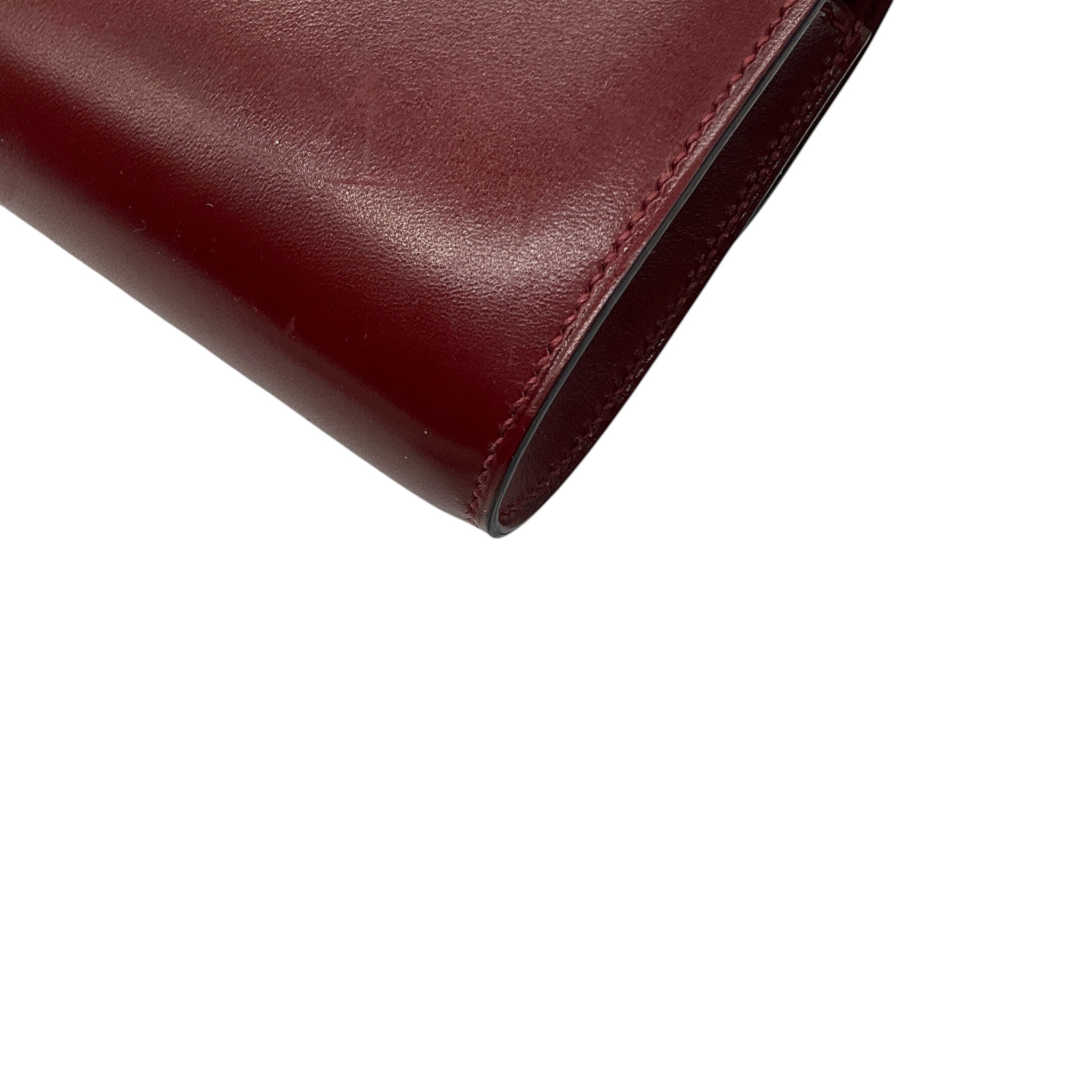 Hermes Red Leather Box Egee Clutch with Silver Chaine d'Ancre Closure