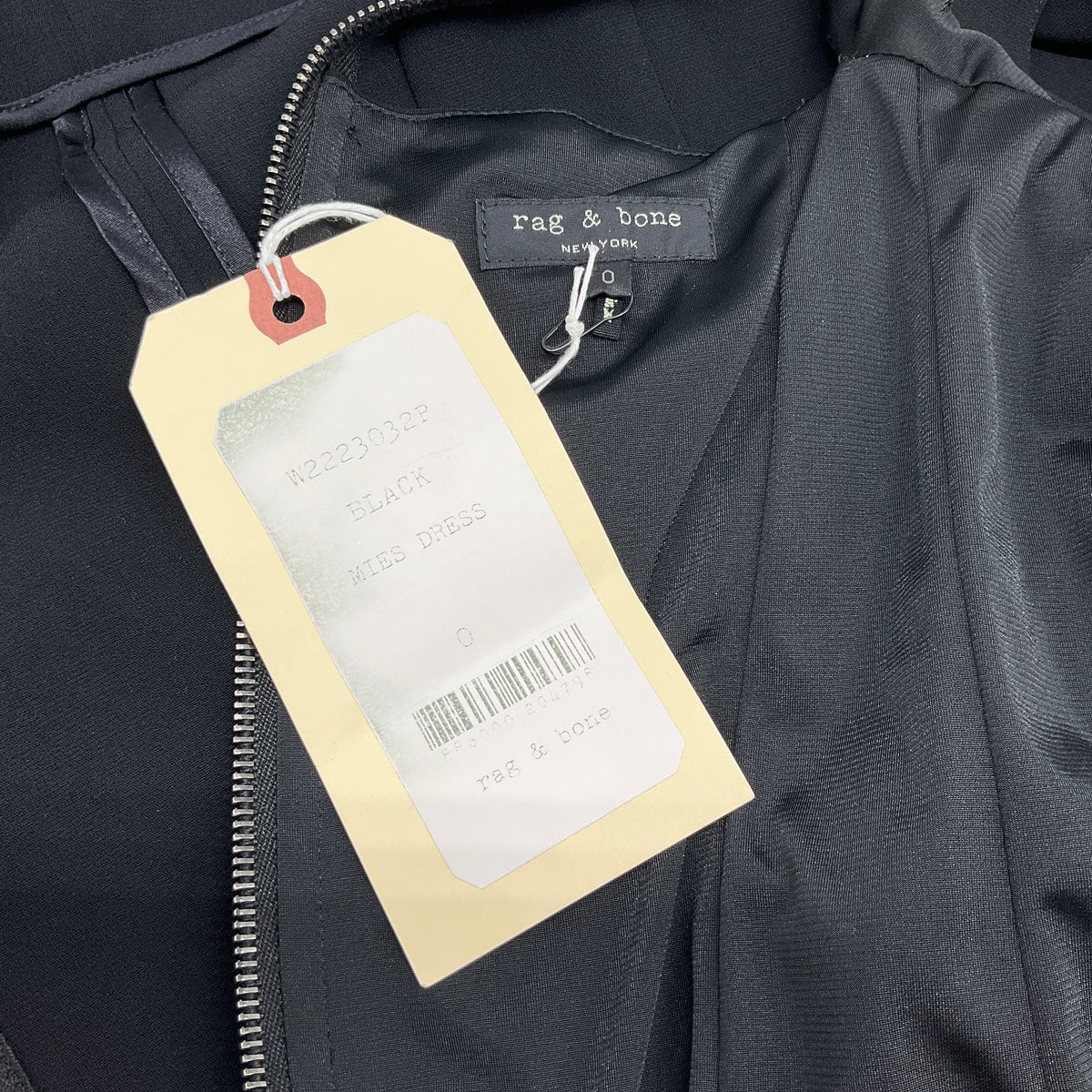 Rag & Bone Black Mies Dress with Satin and Leather Trim