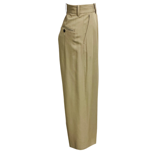Toteme Taupe Wool Viscose Wide Fluid Trousers