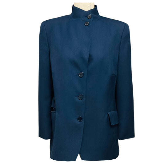 Akris Punto Navy Blue Tailored Button Front Wool Jacket