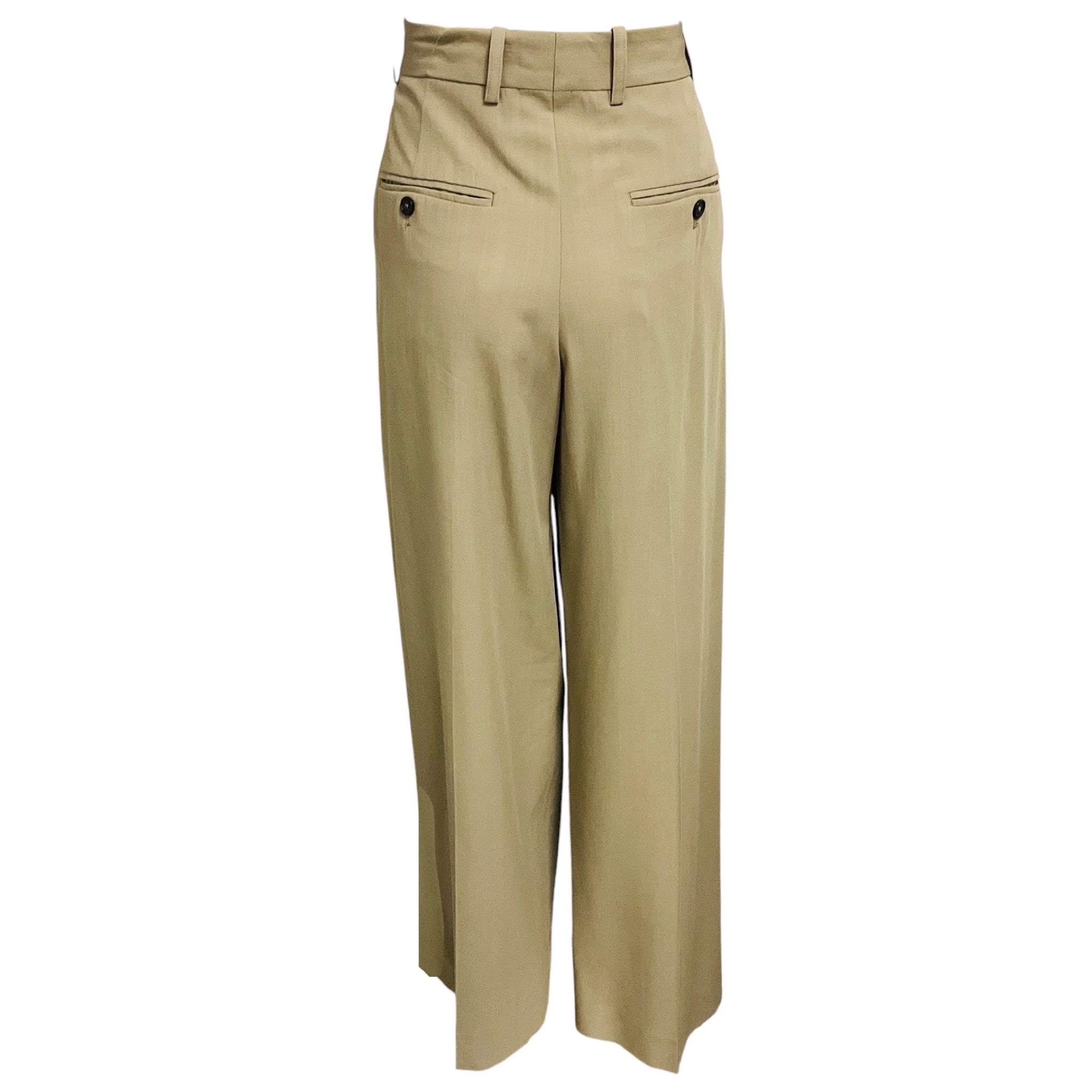 Toteme Taupe Wool Viscose Wide Fluid Trousers