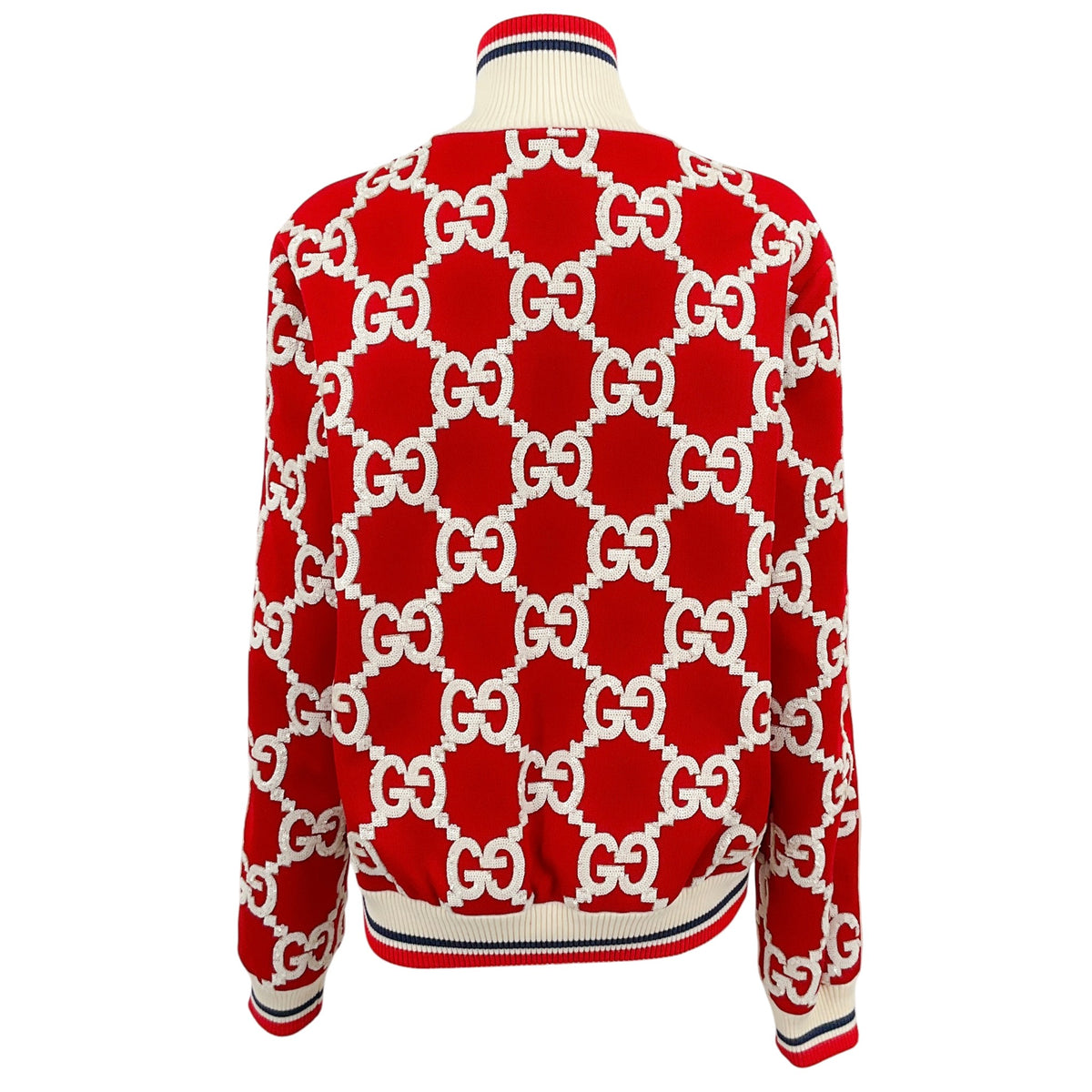 Gucci Men's Red / White Sequined Logo Varsity Jacket