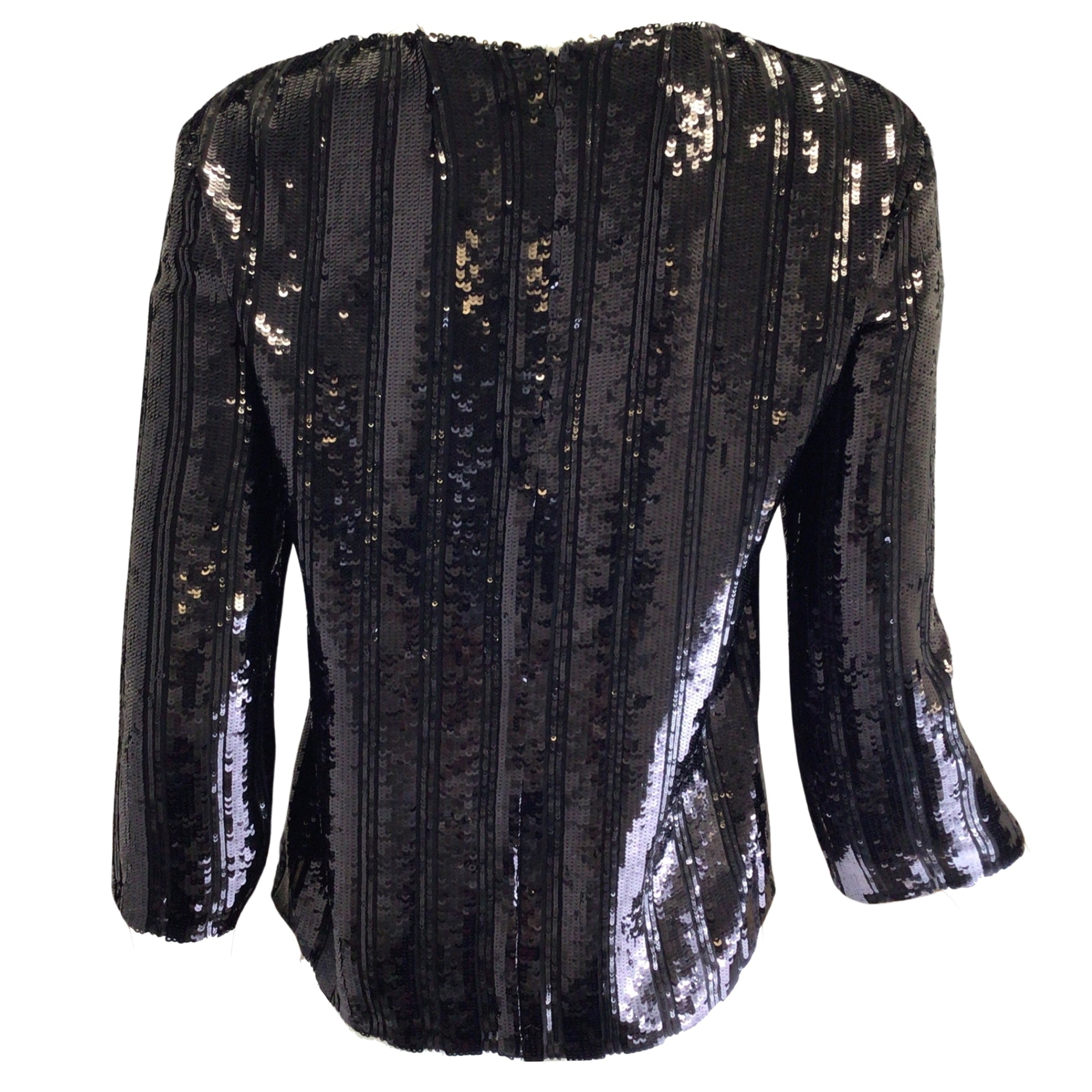 Sally LaPointe Black Sequined Long Sleeved Top