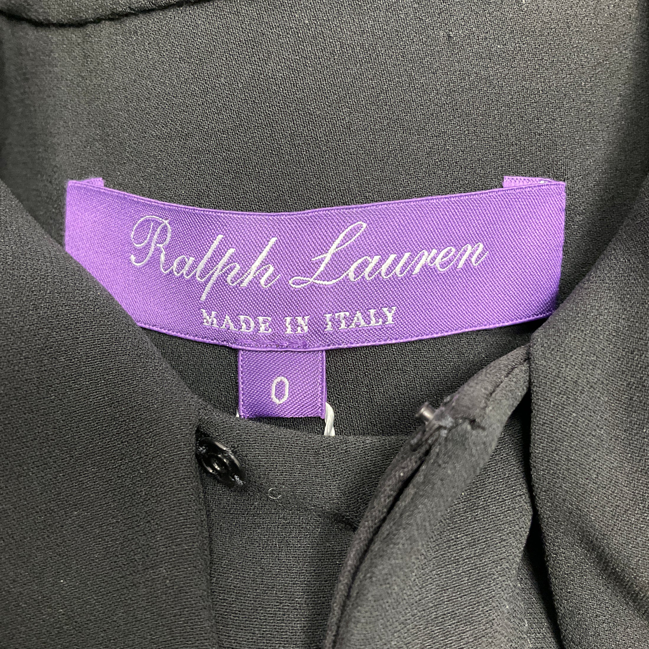 Ralph Lauren Collection Black Tie Neck Long Sleeved Silk Midi Dress