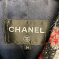 Load image into Gallery viewer, Chanel Red / Navy Blue Multi 2017 Double Breasted Wool Tweed Coat with CC Logo Buttons
