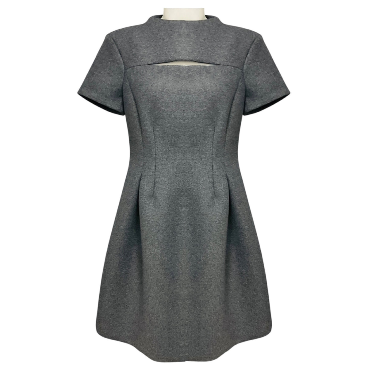 Dorothee Schumacher Grey Short Sleeved Flared Wool Dress with Cut Out Detail