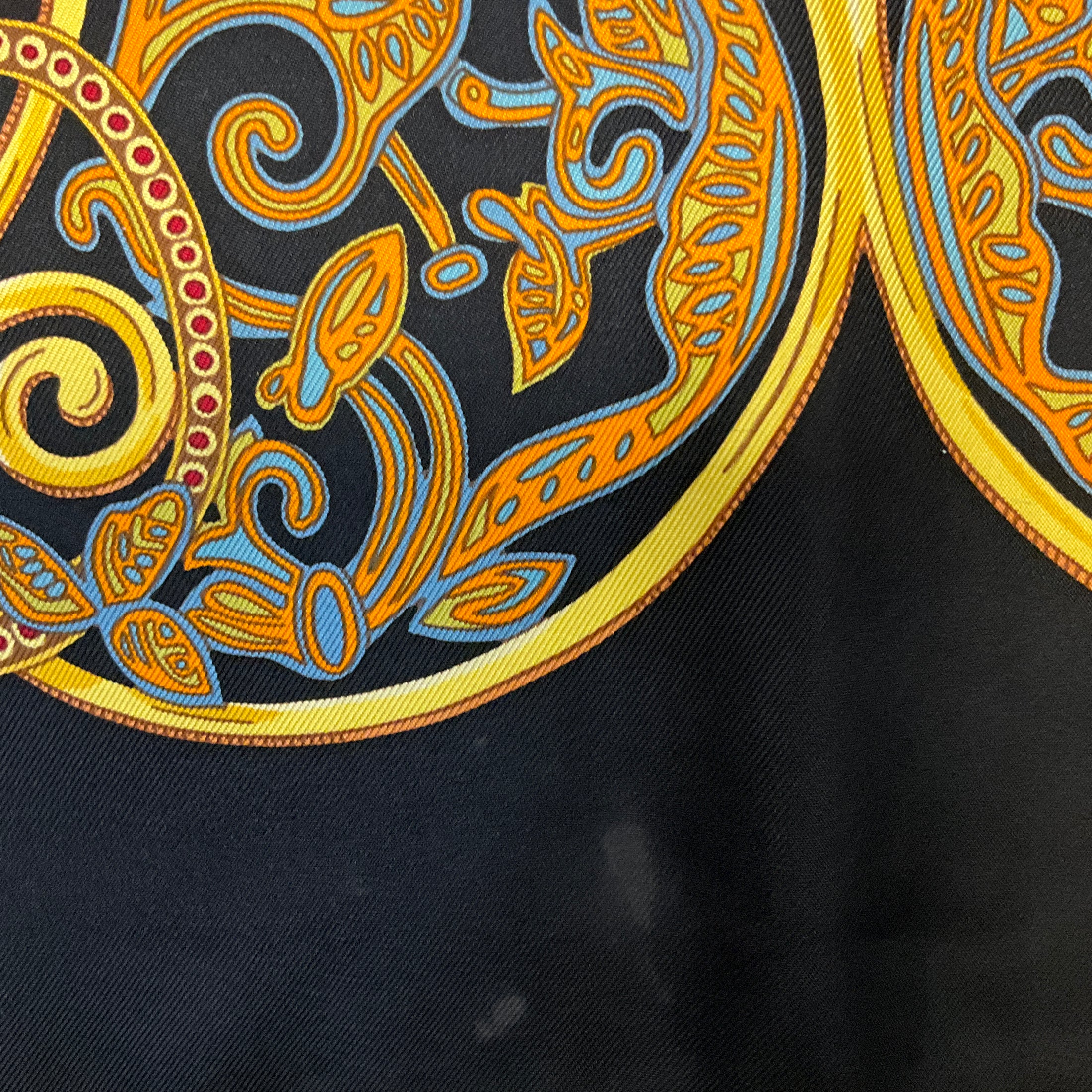 Hermes Black Multi La Charmante aux Animaux Print Square Silk Twill Scarf