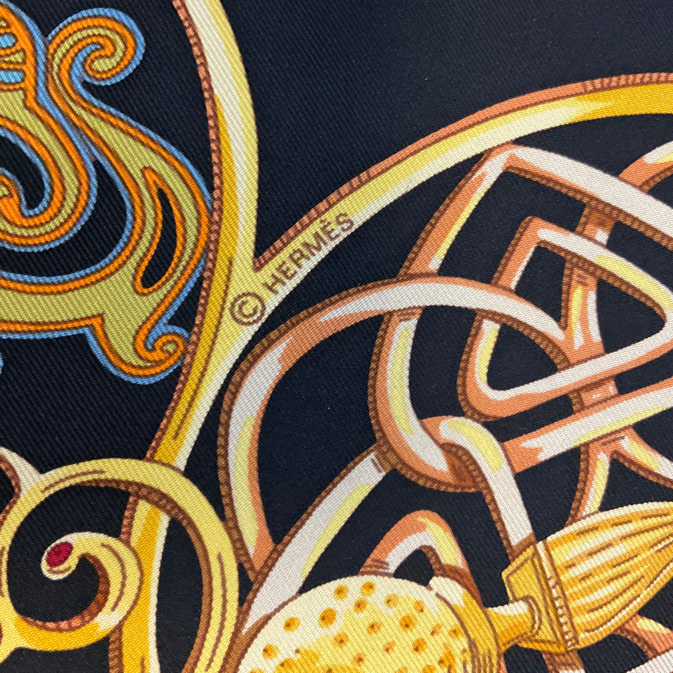 Hermes Black Multi La Charmante aux Animaux Print Square Silk Twill Scarf