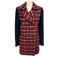 Load image into Gallery viewer, Chanel Red / Navy Blue Multi 2017 Double Breasted Wool Tweed Coat with CC Logo Buttons
